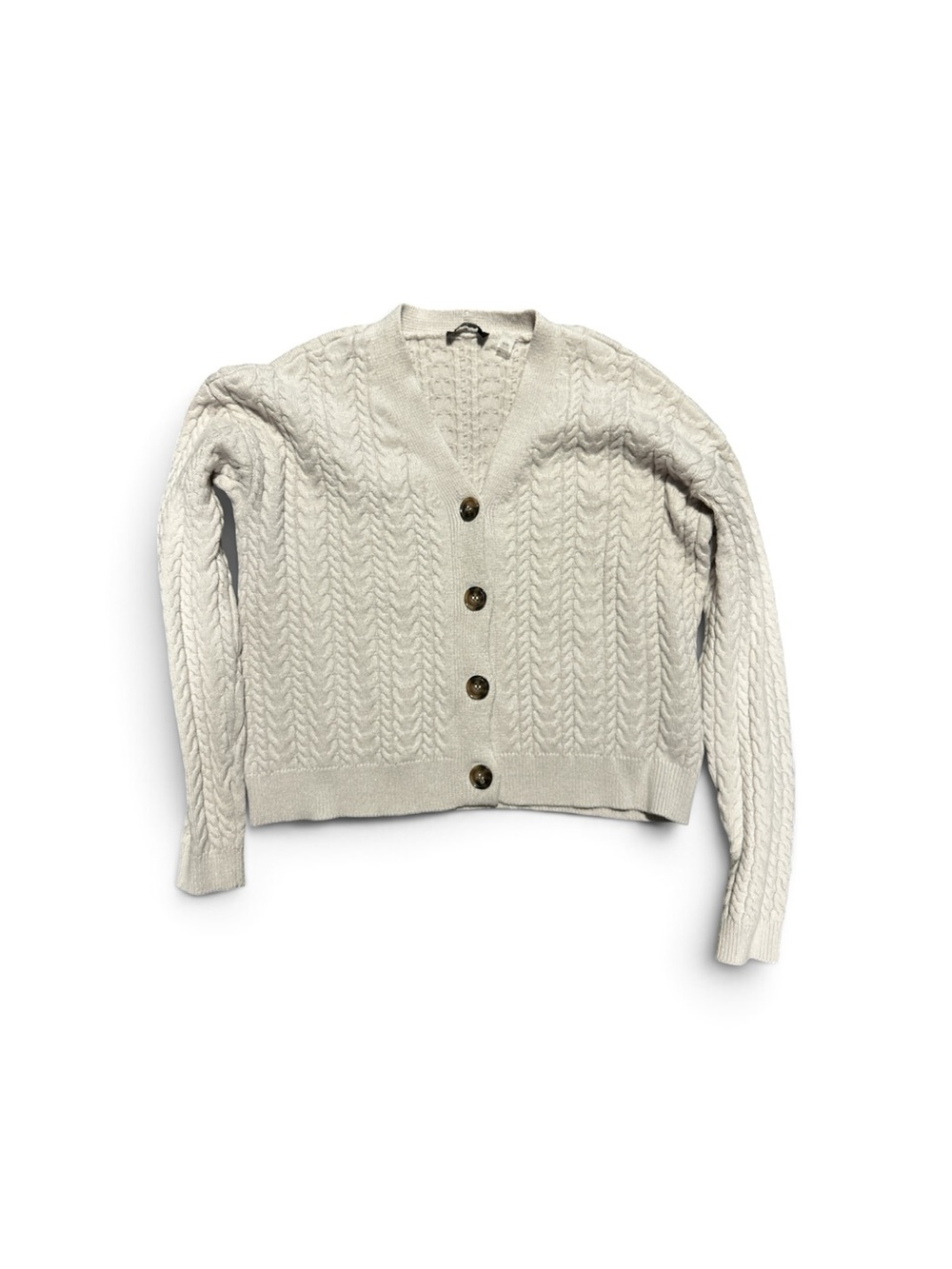 Tahari Cream Cable Knit Button-Front Cardigan